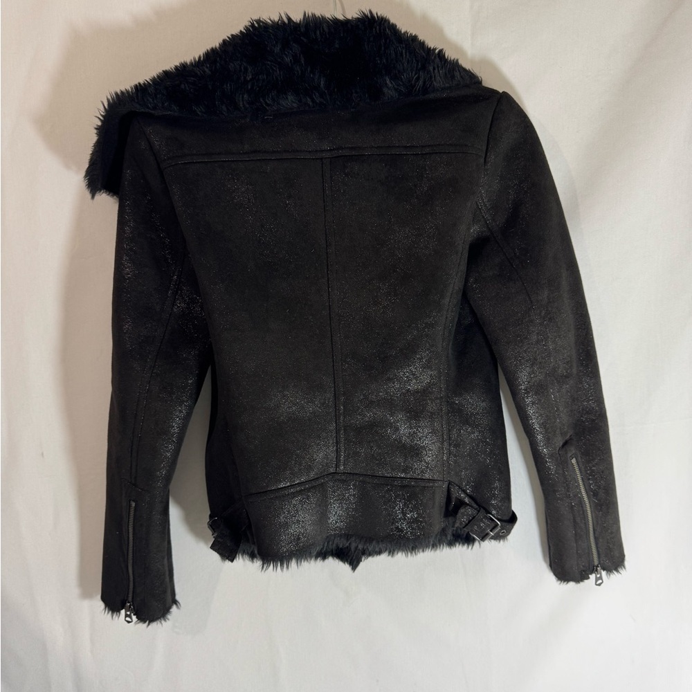 A/X Armani Exchange Faux Leather Faux Fur Lining Moto Jacket - Picture 3 of 10